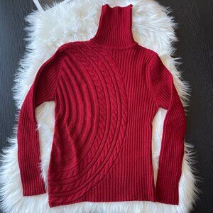 Size XS Turtleneck Wool Red Sweater Price Firm